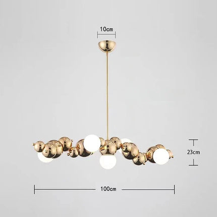 Suspension moderne 2024 en métal avec boules, forme chenille — LZ4X9P