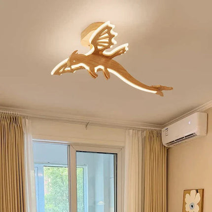 Lustre en bois dinosaure pour chambre enfant et salle de jeux — LZ4X9P2