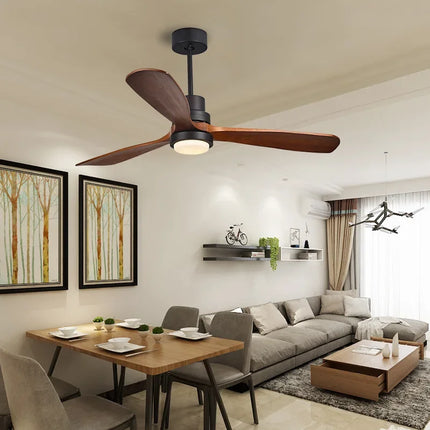 Plafonnier rétro en bois avec ventilateur et éclairage LED intégré — LZ4P9X