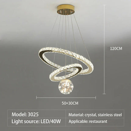 lustre moderne en verre cristal avec lumière LED étoile