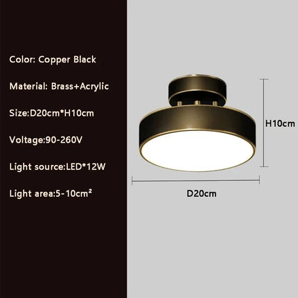 Plafonnier LED rond en cuivre pour vestiaire — LZ4P9XQ