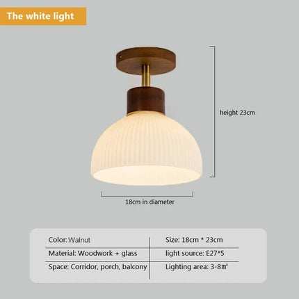 Lustre en bois avec abat-jour en verre simple — LZ4X9T