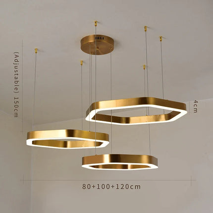 Lustre suspension hexagonal moderne en acier inoxydable — LZ4X9T