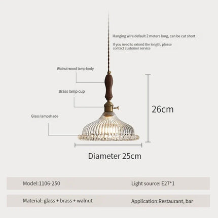 Suspension moderne en bois, verre et laiton — LZ4X9M2