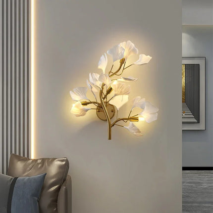 Applique murale LED en céramique décor ginkgo moderne — LZ4X9P2