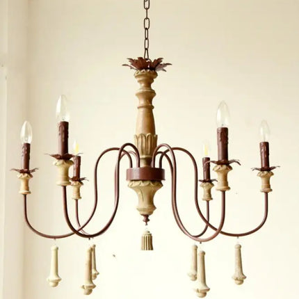 Lustre industriel en résine antique avec bougeoirs LED intégrés — LZ4X9P2Q