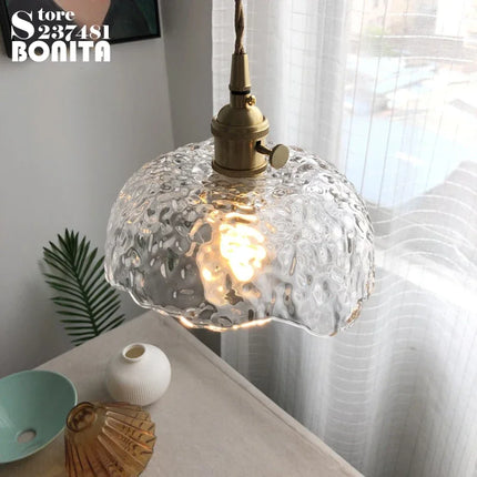 Suspension vintage en cuivre et verre pour restaurant — LZ4F9Q2
