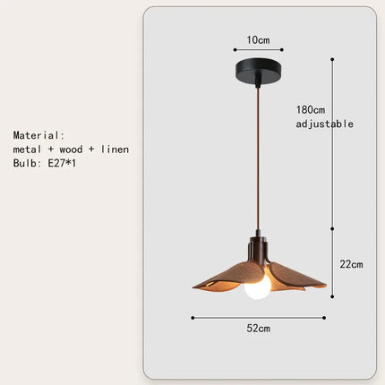 Suspension en bois et lin style sud-est asiatique avec fil réglable — LZ4XJ7