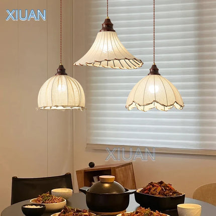Lustre suspension rétro en lin style wabi-sabi pour décoration médiévale — LZ4X9P2