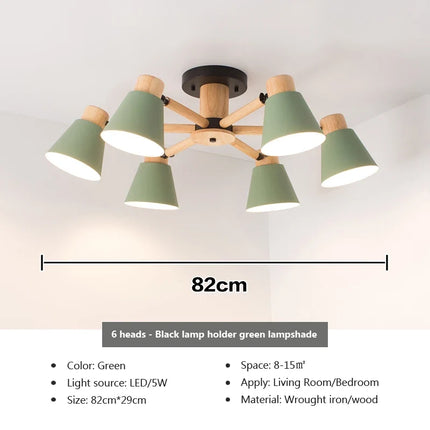 Lustre suspension nordique en bois massif pour hôtel et restaurant — LZ4P9X