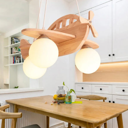 Lustre en bois fait main design avion pour chambre enfant — LZ4X9P