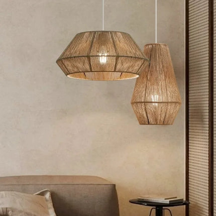 Suspension en rotin style japonais wabi sabi pour intérieur rustique — LZ4X9P