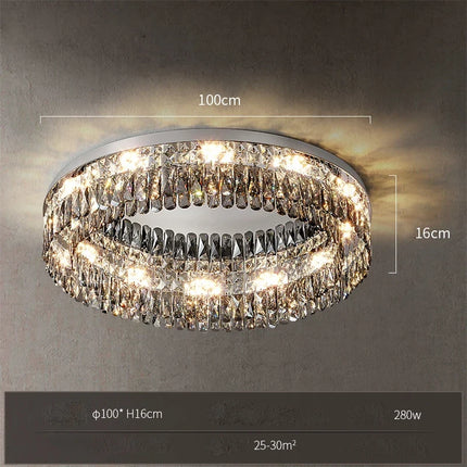 Plafonnier LED doré à intensité variable avec cristal design moderne — LZ4X9P2