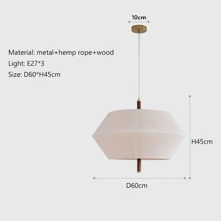 Suspension rétro en corde de chanvre et rotin avec LED intégrée — LZ4X9T