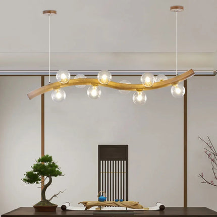 Suspension en bois massif avec globe en verre simple — LZ4X9P