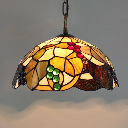 Lustre suspension en verre coloré style Tiffany européen rétro — LZ4G7X2