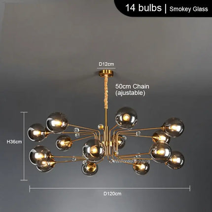 Lustre LED moderne à 10 globes décoratifs — LZ4N7Q2
