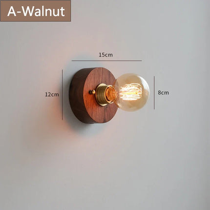 Applique murale rétro en bois massif avec câble et interrupteur — LZ4X9M
