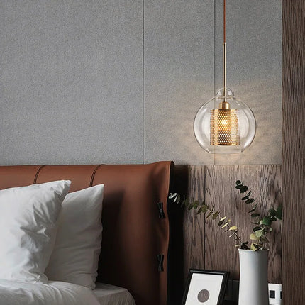Suspension nordique avec abat-jour boule en verre pour salle à manger et chambre — LZ4X9T2
