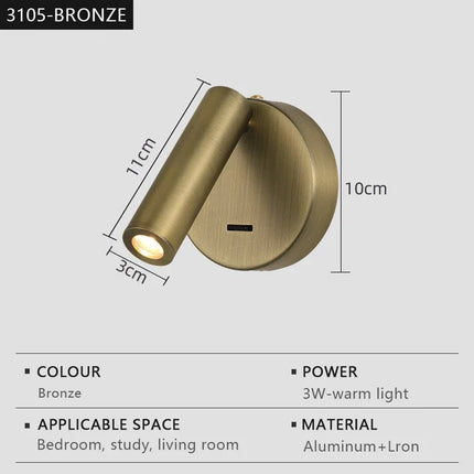 Applique murale LED moderne rotative et réglable pour lecture — LZ4X9P