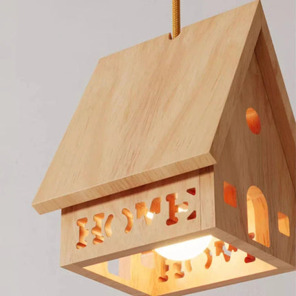 Lustre LED en bois massif pour chambre d'enfant style minimaliste — LZ4X9J