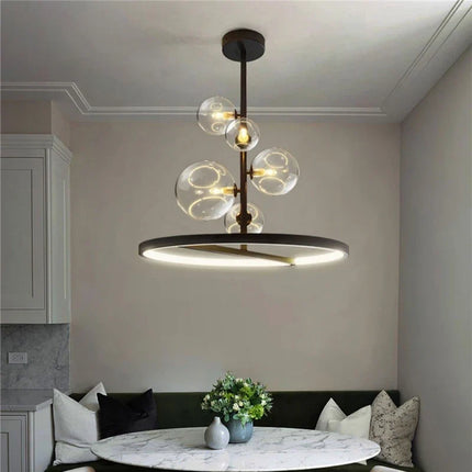 Lustre en verre transparent à bulles avec structure métallique — LZ4X9T2