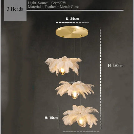 Suspension lustre design plumes d'autruche en verre pour escalier 2024 — LZ4X9Q
