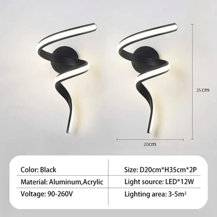 Applique murale LED décorative à spirale incurvée — LZ4X9T1