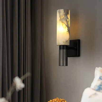 Applique murale luxe en albâtre, cuivre et marbre naturel — LZ4X9P2Q