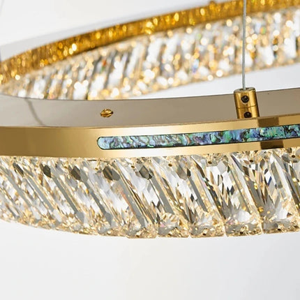 Lustre intérieur en cristal et cuivre à trois couches — LZ4X9P2