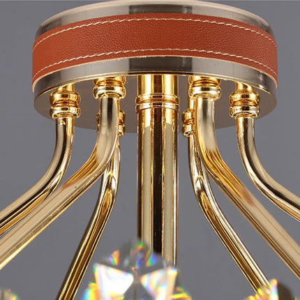 Suspension en cristal et cuir pour éclairage moderne et créatif — LZ4X9P