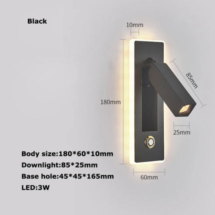 Applique murale LED rotative en laiton avec interrupteur USB — LZ4QX9J