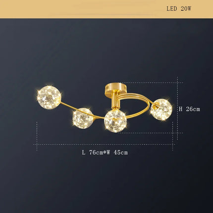 Lustre minimaliste en cuivre avec abat-jour étoile LED — LZ4X9T2