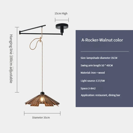 Suspension rétractable en bois à bascule pour intérieur — LZ4P9XQ