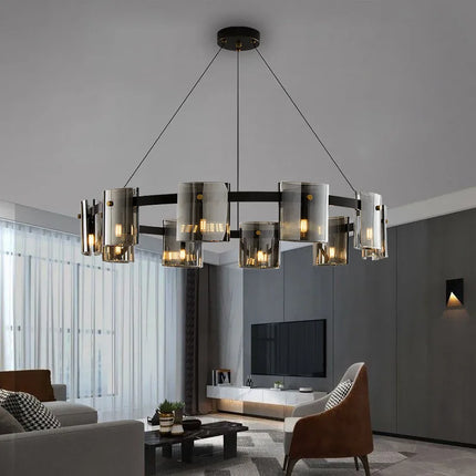 Lustre en verre fumé pour décoration élégante — LZ4X9T
