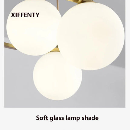 Lustre suspension nordique 4 ampoules verre et cuivre — LZ4X9P