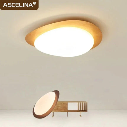 Plafonnier LED nordique en bois noyer et acrylique avec galets — LZ4X9P2