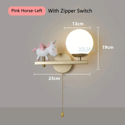 applique murale licorne rose pour chambre d'enfant