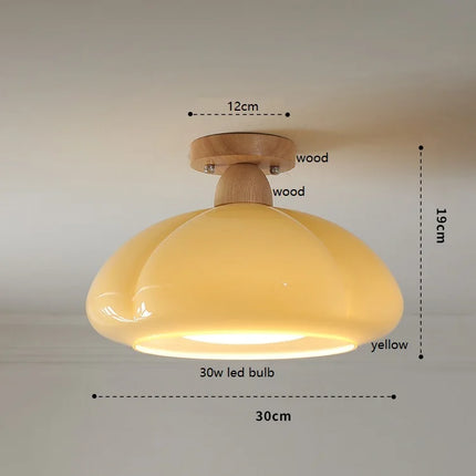 Suspension citrouille en verre LED style japonais vintage bois — LZ4X9P