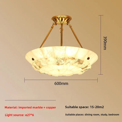 Lustre suspension minimaliste en cuivre et marbre design moderne — LZ4X9P2
