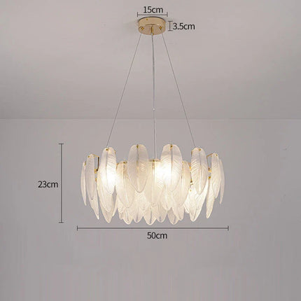 Lustre moderne en plumes et verre métallique — LZ4X9T2