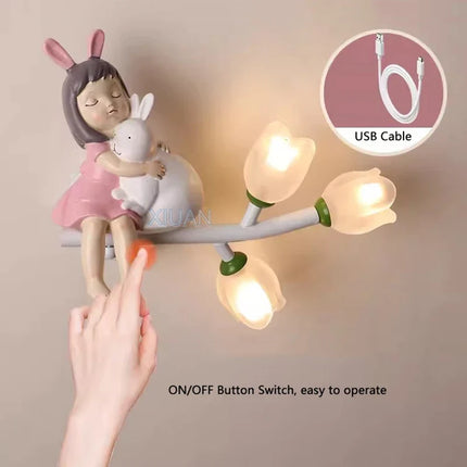 Applique murale rechargeable en résine décorative pour chambre d’enfant — LZ4X9T1