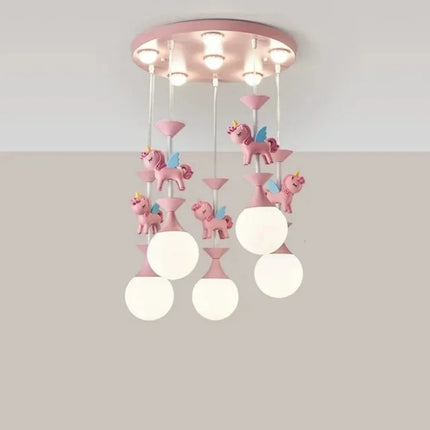 Lustre LED moderne carrousel style princesse pour enfants — LZ4XJ9