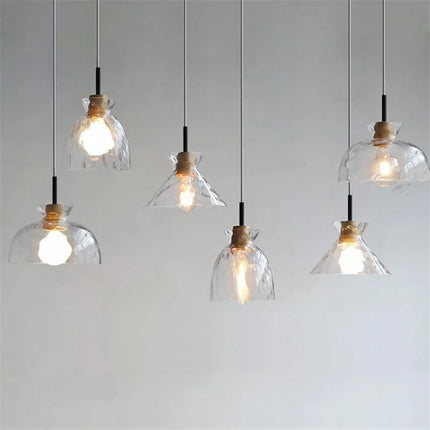 Lustre suspension en bois et verre style nordique — LZ4P9XQ