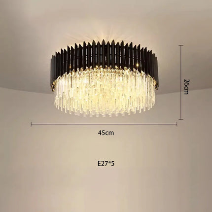 Plafonnier LED ovale en cristal noir doré à intensité variable — LZ4X9J