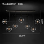 7 têtes noires L150cm / Lumière froide