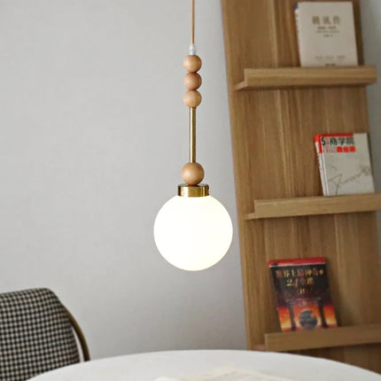 Suspension vintage en verre et bois avec éclairage LED — LZ4X9T