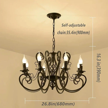 Lustre suspension vintage en fer forgé noir — LZ4X9T