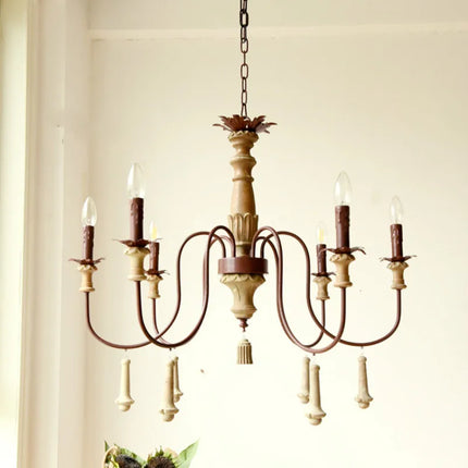 Lustre industriel en résine antique avec bougeoirs LED intégrés — LZ4X9P2Q