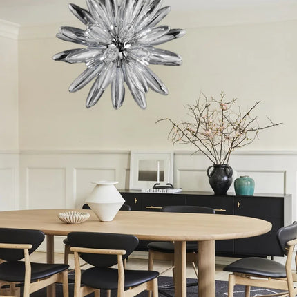 lustre à led design avec abat-jour en verre élégante finition brillante